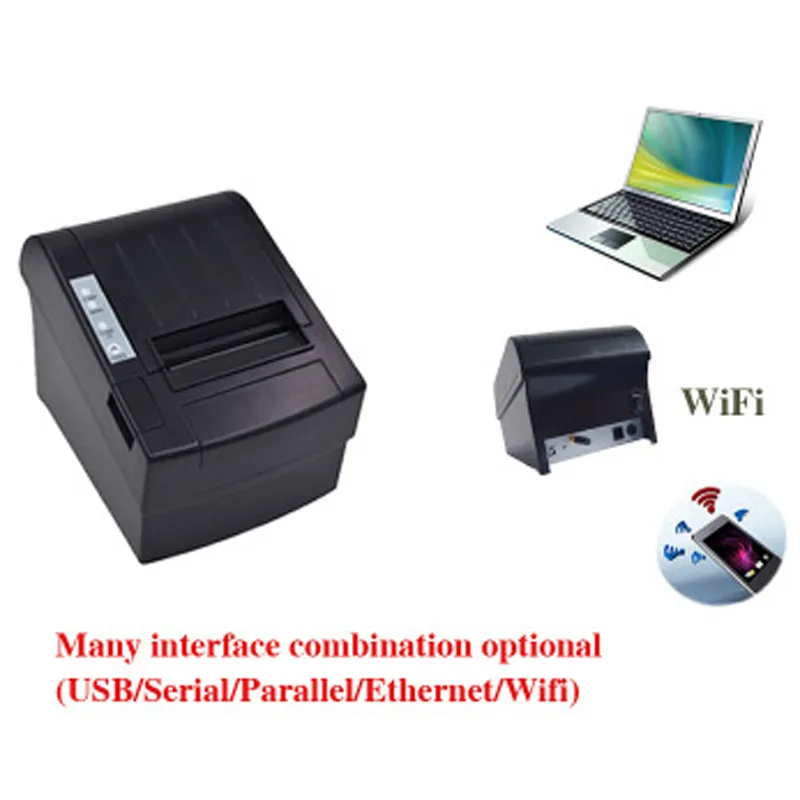 Новый оригинальный ZJ-8220 80 мм POS чековый термопринтер USB + WIFI Lan высокоскоростная