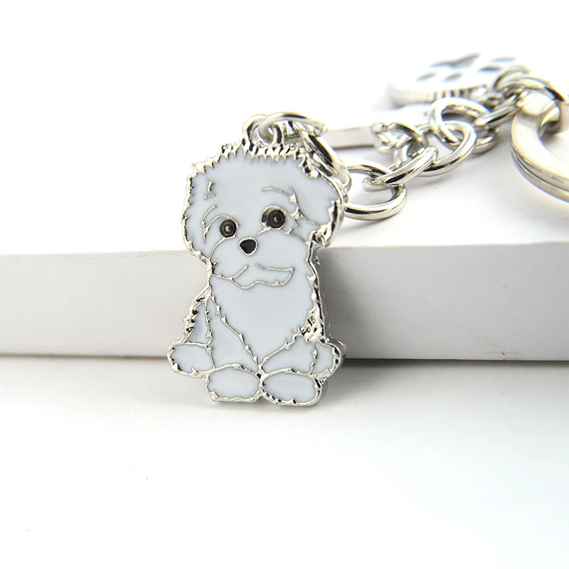 Shih Tzu брелок для ключей для женщин, девочек, мужчин, серебряный цвет, металлический сплав, сумка для собак, очаровательный автомобильный брелок, брелок для ключей, модный держатель