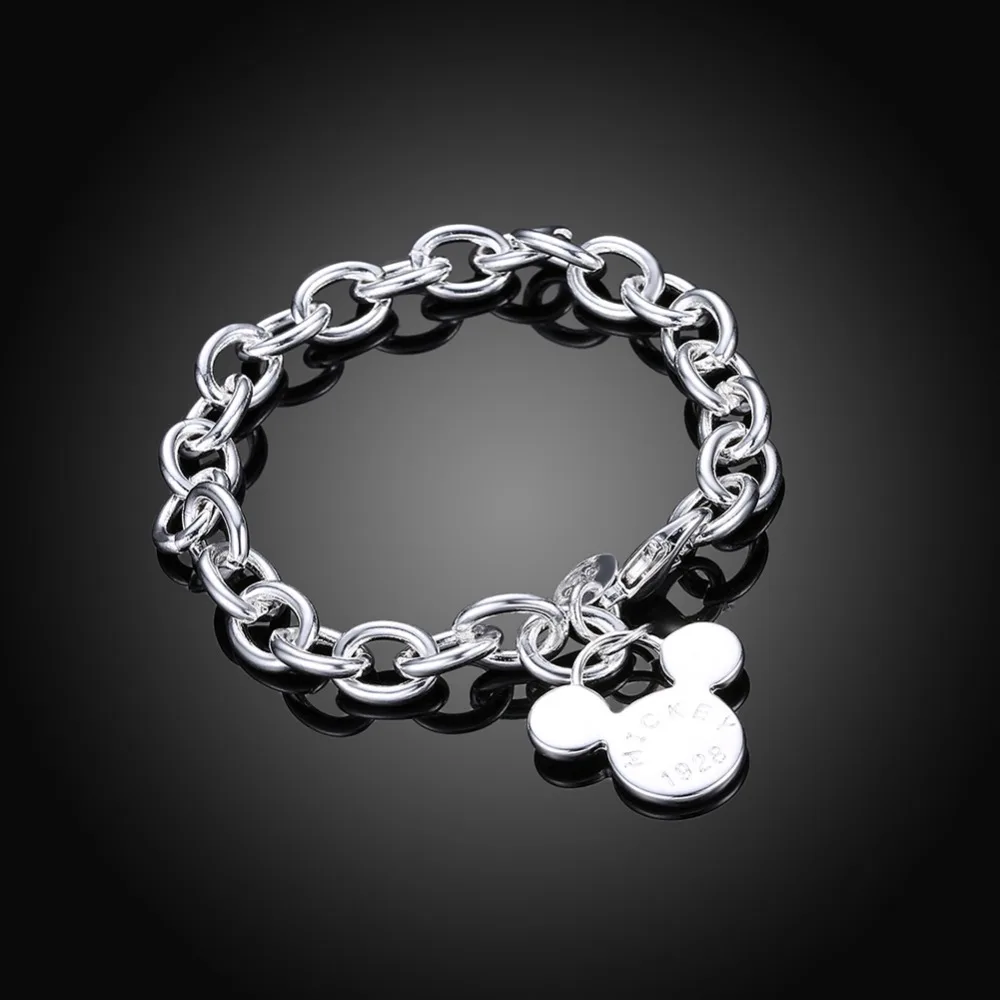 INALIS 925 jewelry silver plated bracelet 925-sterling-silver fashion Mickey Bracelet /aqzajiga booakfva | Украшения и аксессуары