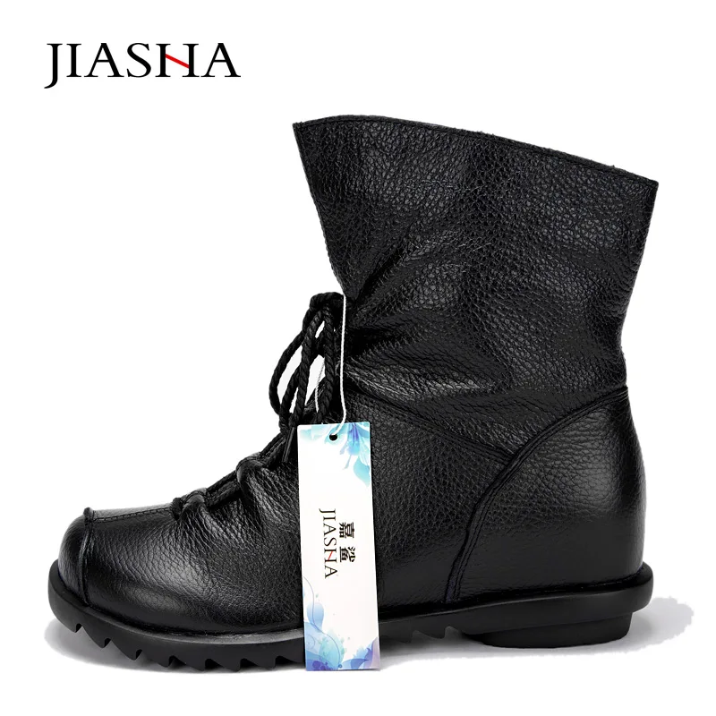 Женские ботинки 2018 зимние кожаные в винтажном стиле женские на плоской подошве