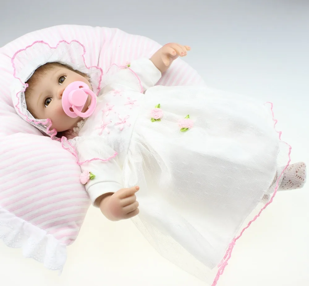 NPK 17 дюймов Мягкие силиконовые тела винил конечностей Reborn Baby обниматься кукла