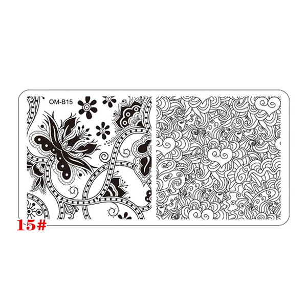 Pattern 15 1 шт. прямоугольник Нержавеющая сталь Дизайн ногтей штамповка Плиты шаблона цветочный Кружево сетки ногтей изображения Stamp плиты DIY Инструменты для маникюра - Цвет: Pattern 15