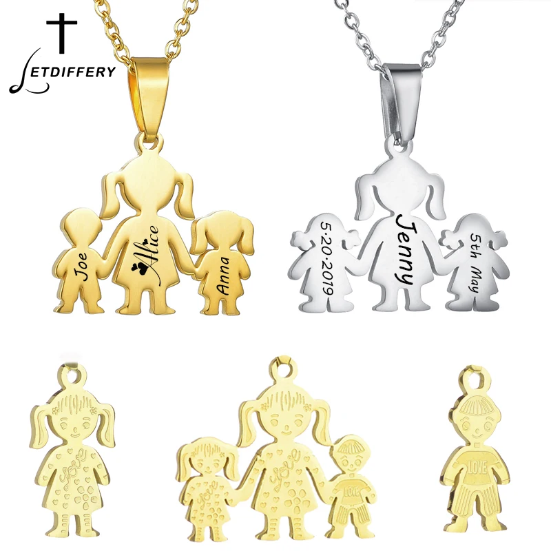 Ожерелья с выгравированным именем семьи из нержавеющей стали|Ожерелья