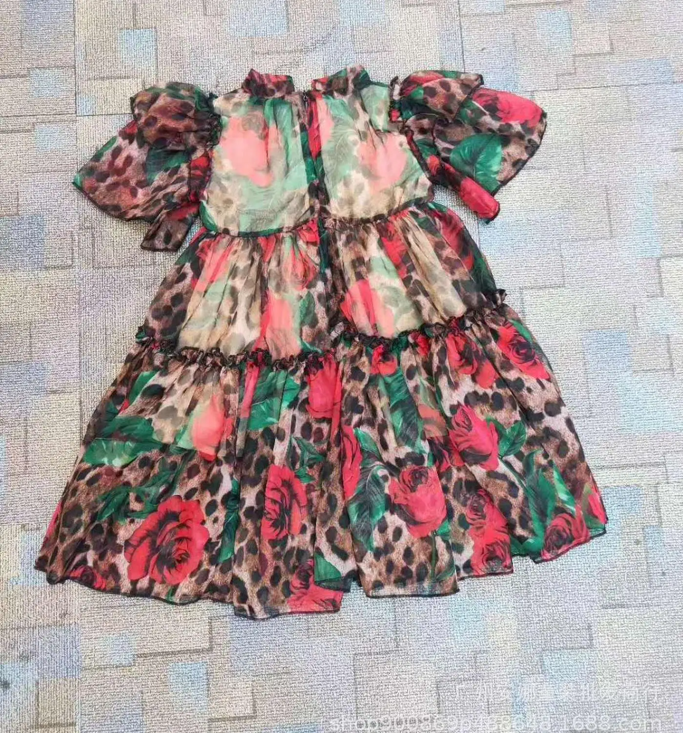 Roimyal Wholesale 2019 new spring and summer children's girls leopard print beach dress fashion short-sleeved silk party | Детская