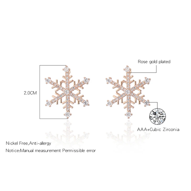 Серьги-гвоздики женские розовое золото с кристаллами | Украшения и аксессуары