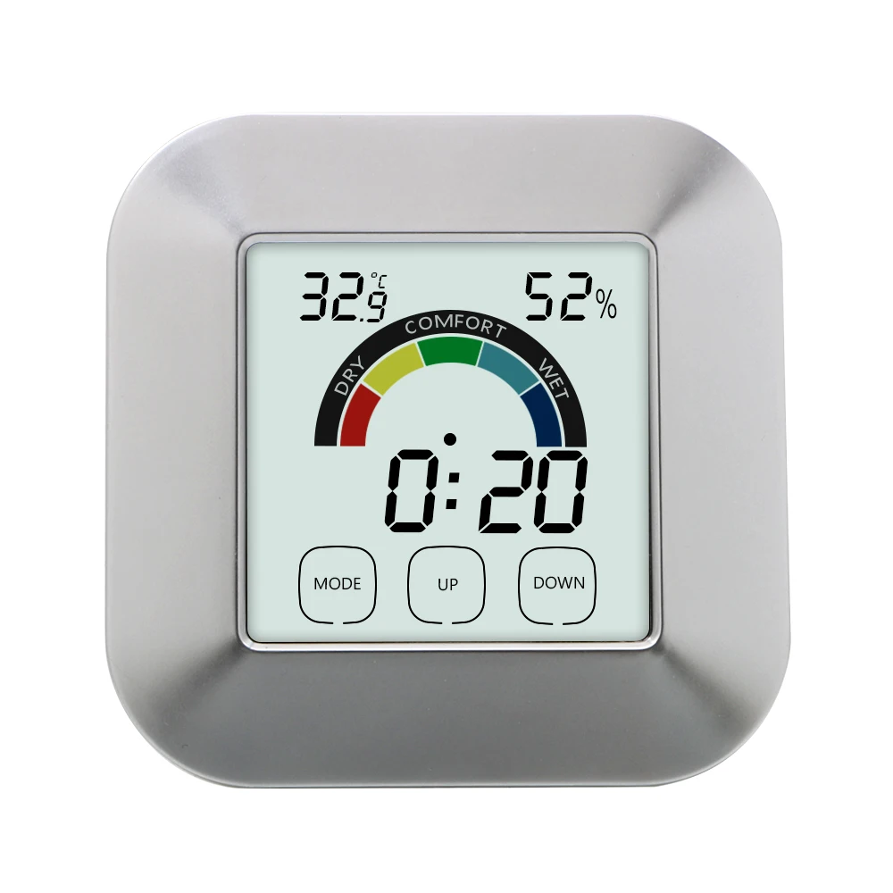 DIYWORK lcd Цифровой термометр Влажность монитор с часами с сенсорным экраном подсветка датчик измерителя температуры и влажности