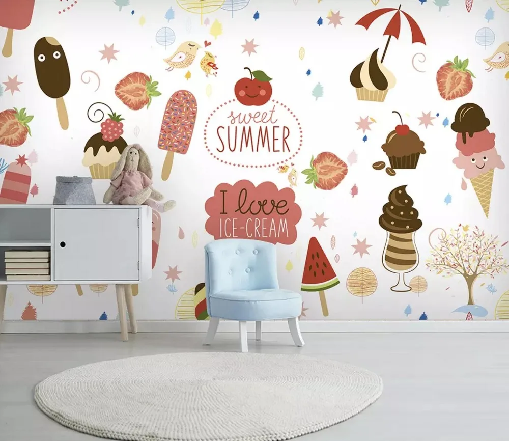 

[Self-Adhesive] 3D Colorful Sweet Summer Dessert 4 Wall Paper mural Wall Print Decal Wall Murals
