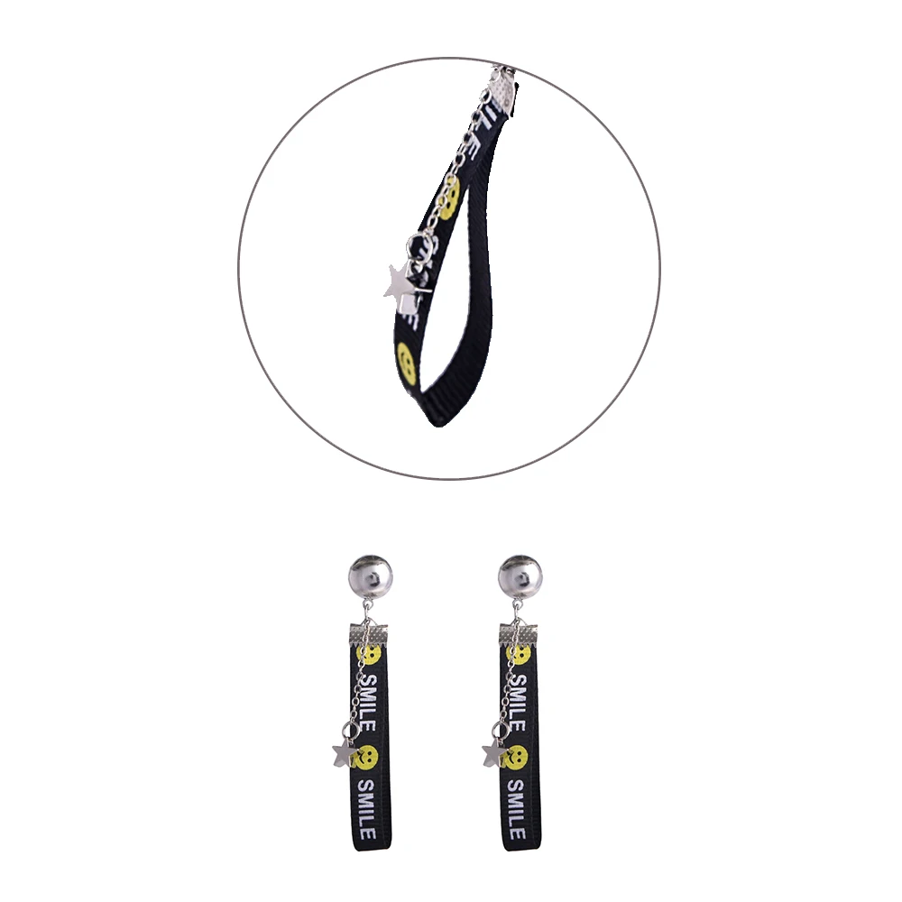 2018 Новый Модный Милый принт с улыбающимся лицом со звездой сплав длинные серьги