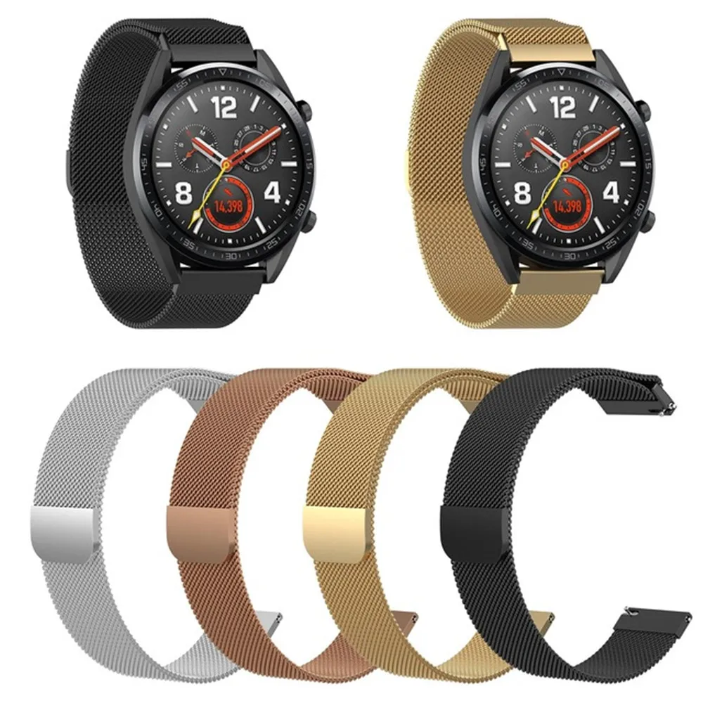 22 мм Универсальный Миланский Браслет из нержавеющей стали для huawei Watch GT Active ремешок для huawei Honor Magic Watch браслет