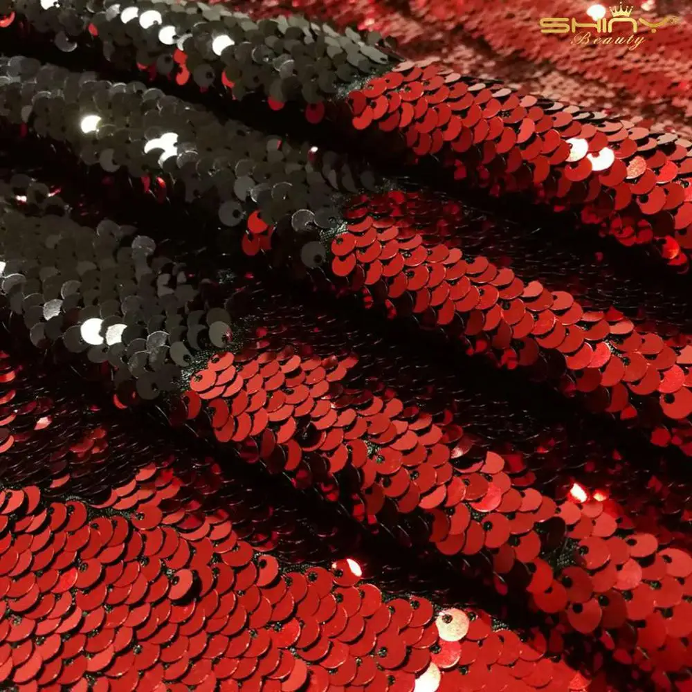 Red to Black 4 фута* 3 фута(125*92 см) Золотой/черный/розовый Реверсивный блесток ткань для платья/скатерти/Дорожка/Свадебные украшения/фоновый материал - Цвет: Red to Black