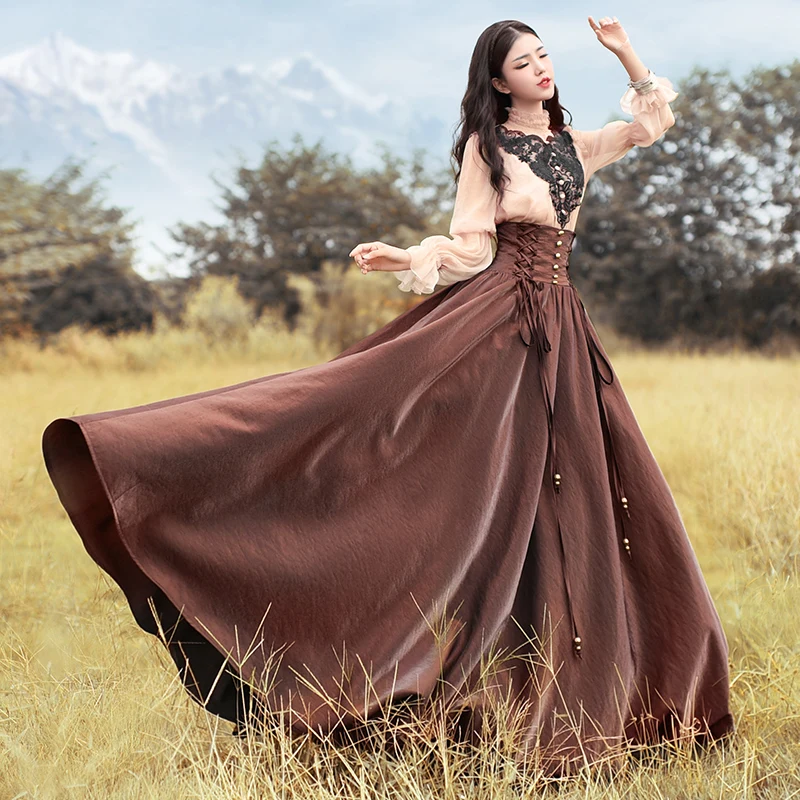 Женская винтажная юбка LYNETTE'S с высокой талией и завязками Модель 2016 года|skirt