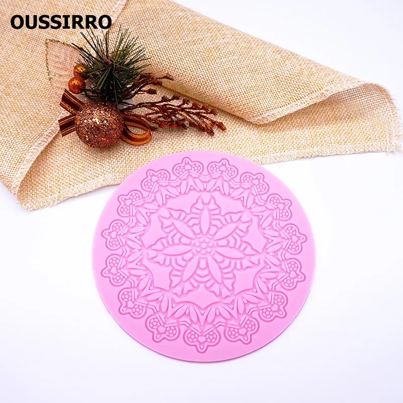 1 шт. круглый корона цветок Кружево Форма торт Силиконовые Коврики Помады