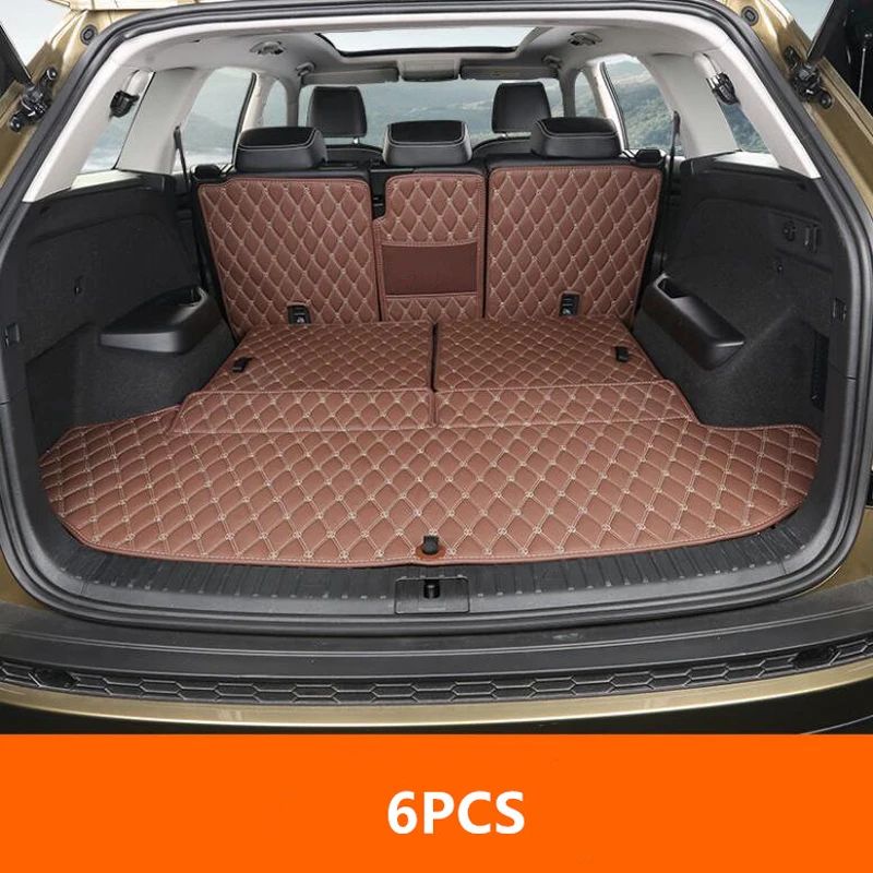 

6PCS Car Styling Cargo Liner Car Trunk Mat Carpet Interior Floor Mats Leather Pad Fit For Skoda Kodiaq 2017 Auto Accessories