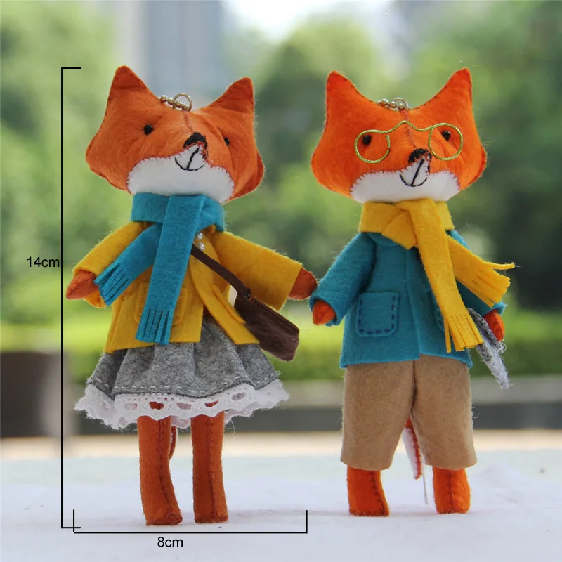 2pcs fox parents 2 шт. домашний Декор ткань ремесло игрушки спальня Прекрасный Фокс семьи детский подарок кукла из фетра Войлок diy пакет ручной работы шитье - Цвет: 2pcs fox parents