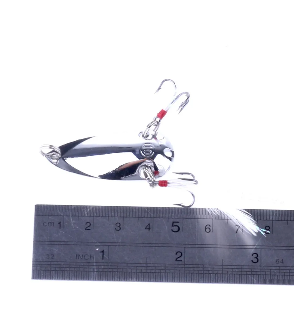 Hengjia Колеблющаяся блесна серебро Цвет Спиннинг ложка приманка 4.5cm10g с перьевая