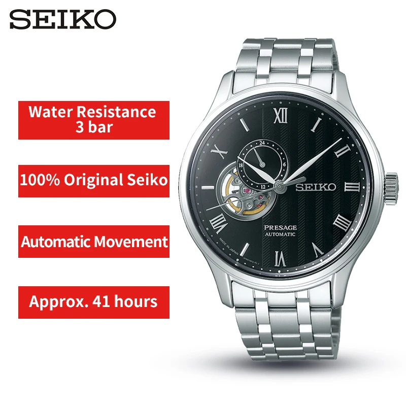100% Оригинальные часы seiko Presage серии бизнес для мужчин's винт часов see through Назад