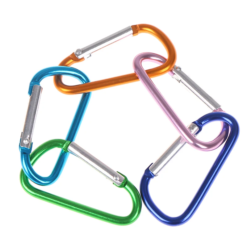 

5Pcs/lot Aluminum Carabiner D-Ring Key Chain Keychain Clip Hook Outdoor Buckle Hiking Camp Key Ring Random Color