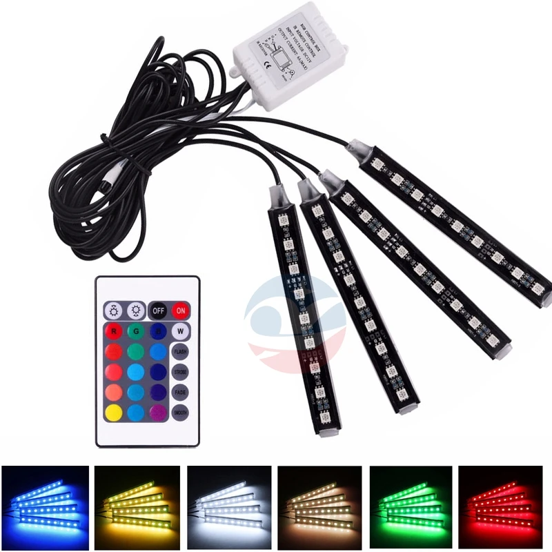 Бесплатная доставка один комплект 4 Шт. LED RGB Автомобиля Стайлинг декоративные