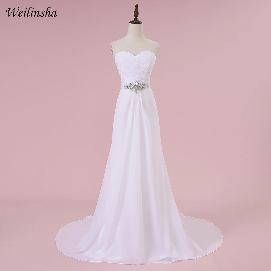 

Weilinsha Romantic Sweetheart Wedding Dresses Chiffon A-line Pleats White/ Ivory Bridal Wedding Gowns Robe De Mariage In Stock