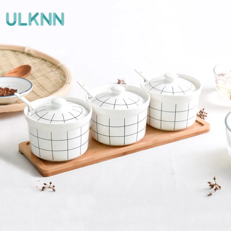 Керамические банки для хранения в японском стиле Набор банок приправ с