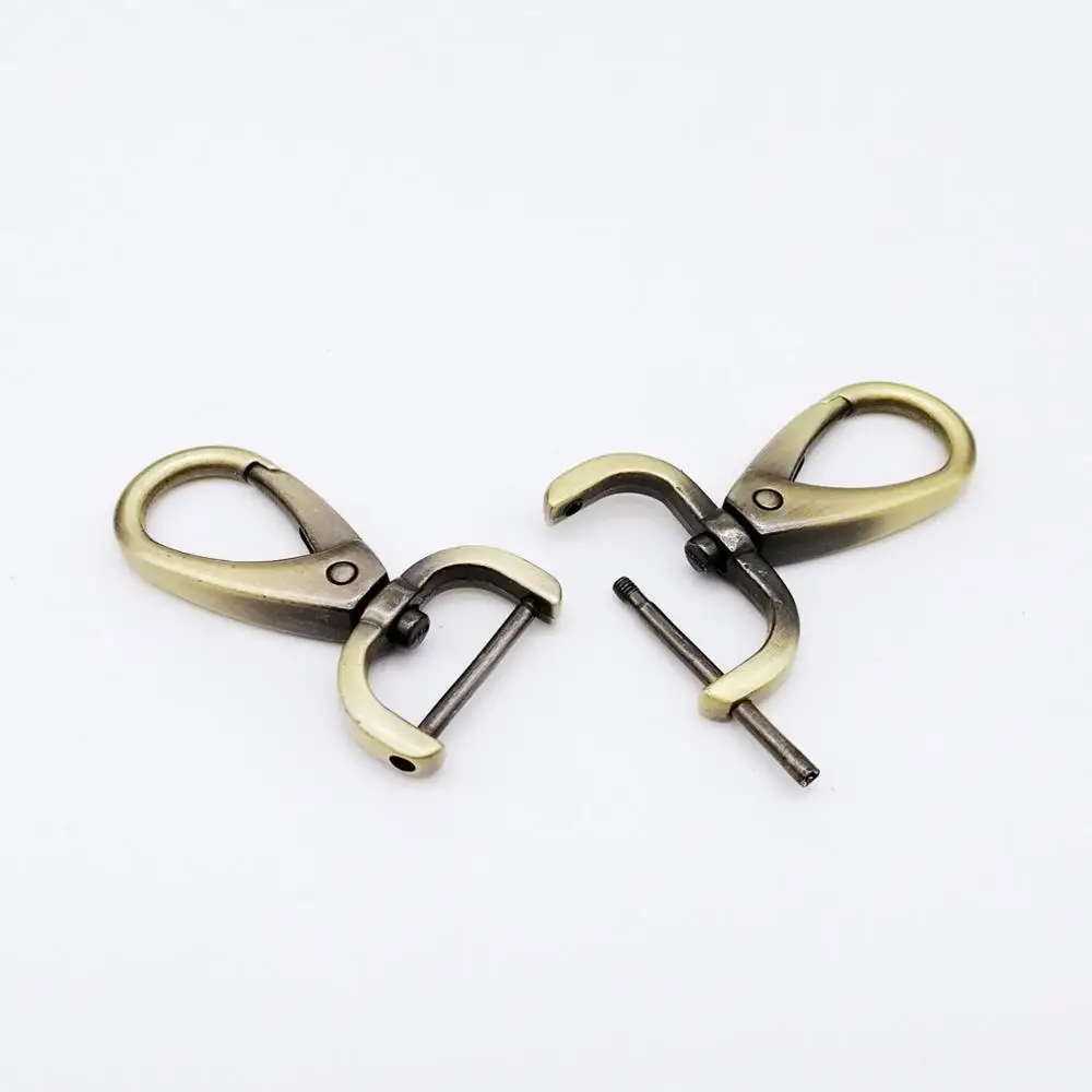 Металлическая Съемная открывающаяся кожаная сумка, сумка на плечо, ремень, брелок, застежка, пряжка, собачья цепь, ошейник, защелкивающийся триггер - Цвет: antique brass