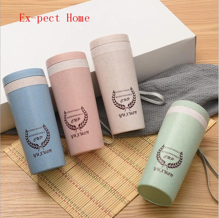 Taza de fibra de paja de mano, vaso de agua de regalo creativo con doble capa Maixiang, 40 Uds.-0