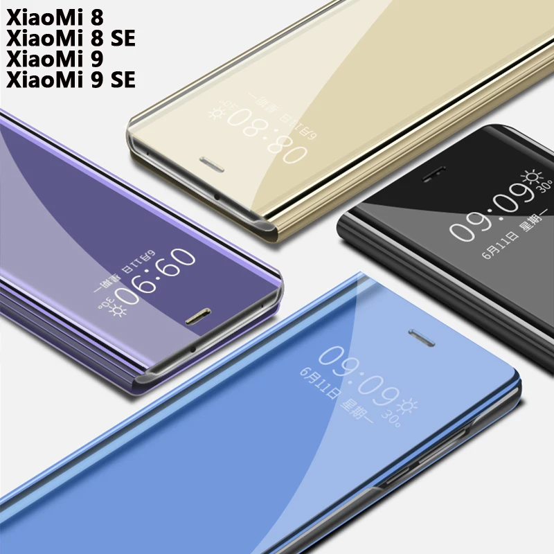 Флип-чехол для смартфона с зеркальным покрытием чехол XiaoMi 8 9 Se Mi 8Se 9Se кожаные