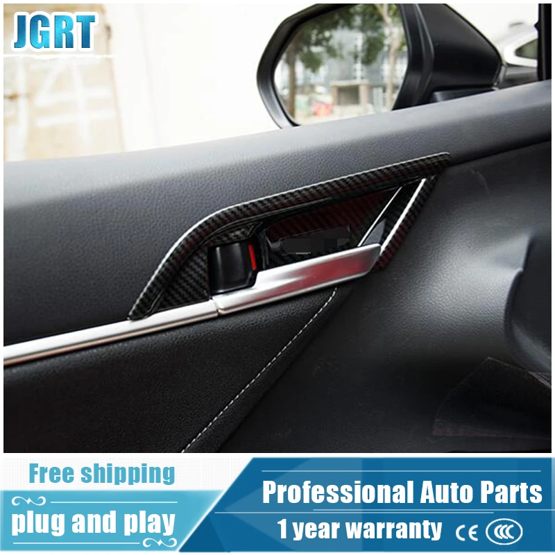 JGRT автомобильный стиль для Toyota Camry 2018 ABS или Карбоновое волокно полная внутренняя декоративная рамка обшивки дверной части с логотипом 4 шт. на.