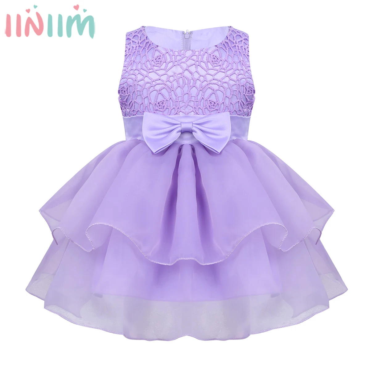 Iiniim/нарядное платье для новорожденных девочек кружевное с бантом Vestidos