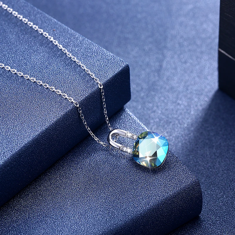 Ожерелье женское из серебра 925 пробы с квадратными кристаллами Swarovski|Ожерелья| |