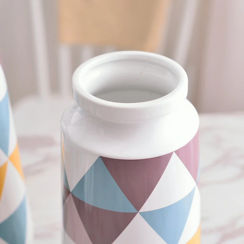 

1pc Colorful Geometric Vase Ceramic Flower Vase Water Planting Container Home Decorative Wedding Gift
