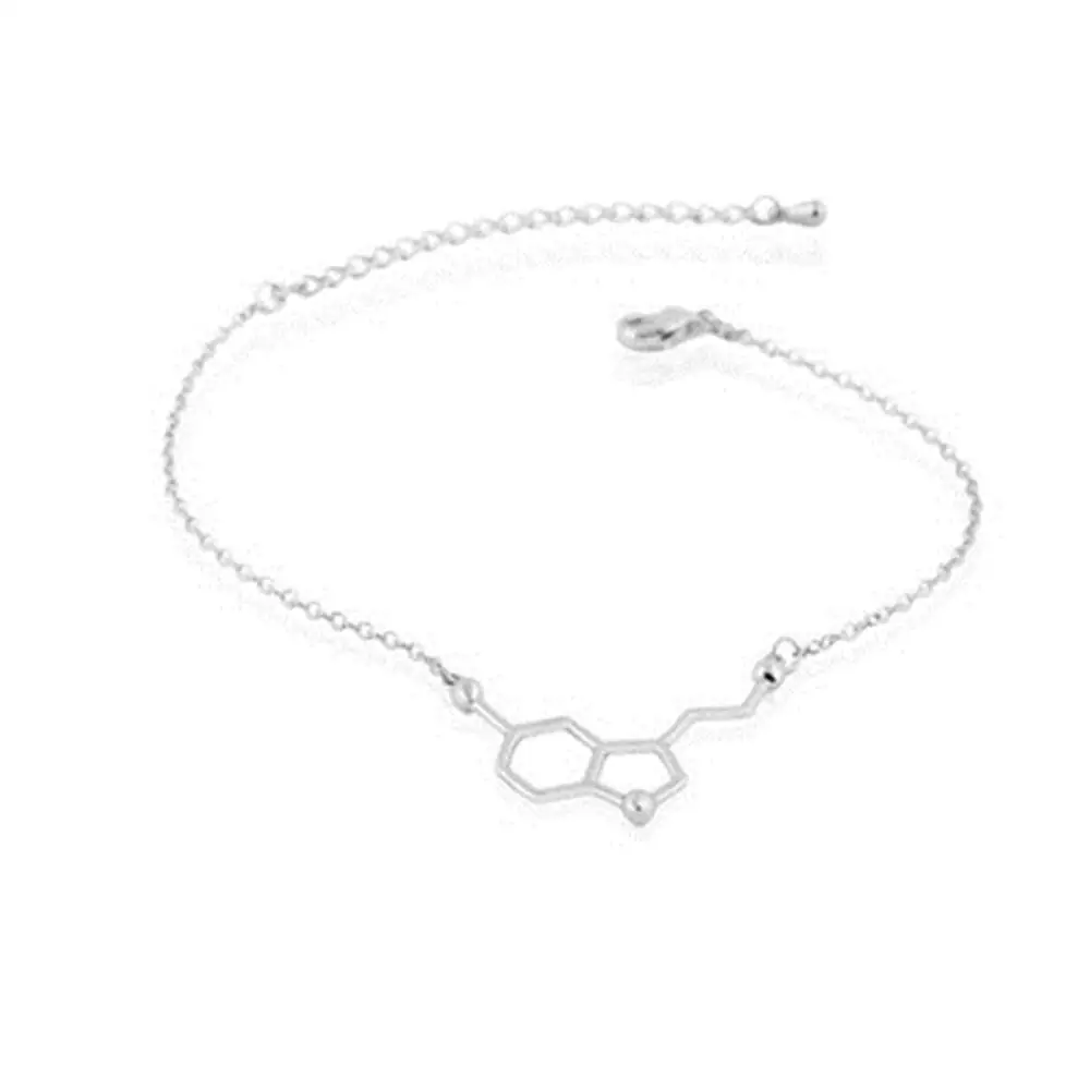 Посеребренный Молекула серотонина браслеты "Химия" женские Геометрические многоугольные цепи браслет минималистичные ювелирные изделия подарок на день рождения для женщин - Окраска металла: Посеребренный