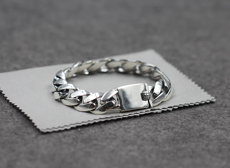 

s925 silver jewelry Thai silver mighty smooth men's thick bracelet