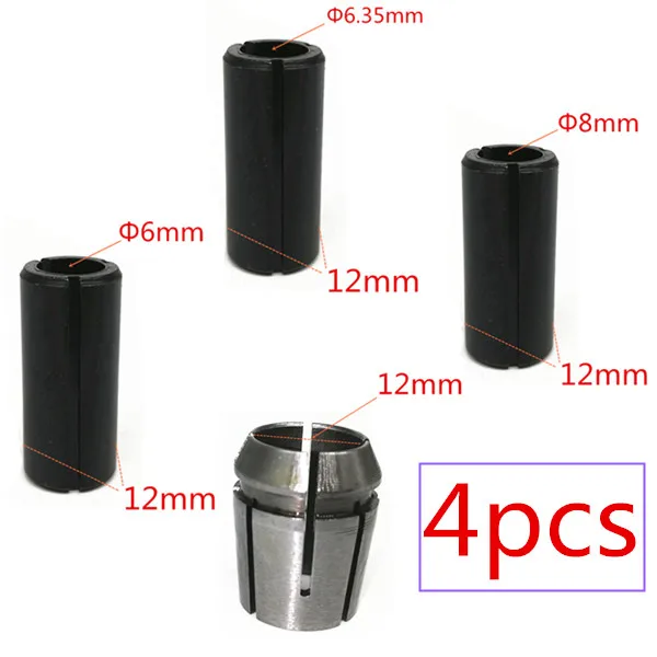 4PCS 1,2 ''1/4'' 3/8 ''6 мм 6,35 мм 8 мм 9,52 мм 12 мм 12,7 мм втулка конусная Зажимная гайка Замена для патрона маршрутизатора Makita RP2300 RP2301 RP2301 - Цвет: 4PCS