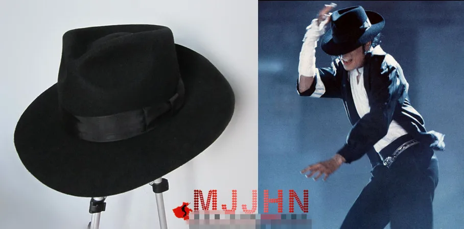 MJ Майкл Джексон Billie Jean с именем черная фетровая шерстяная шляпа Trilby коллекция для выступлений вечерние шоу имитация подарка