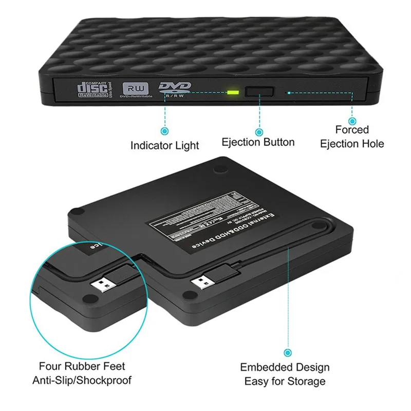 Kuwfi USB 3 0 внешний DVD диск CD DVD-RW Rom реписатель горелки Писатель 5 Гбит/с для ноутбуков