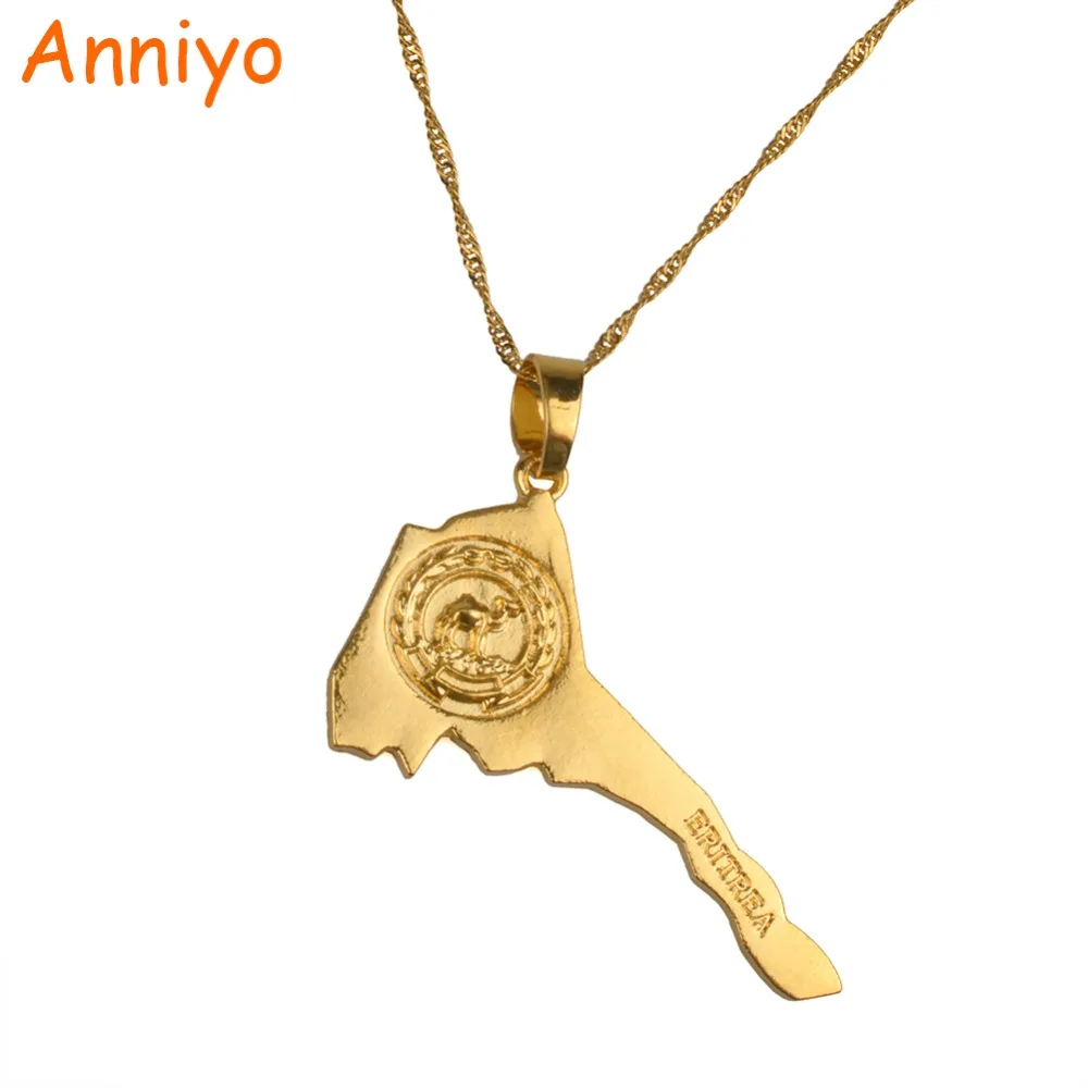 Anniyo (продукт с логотипом бренда) Эритрейская карта страны золото цвет кулон