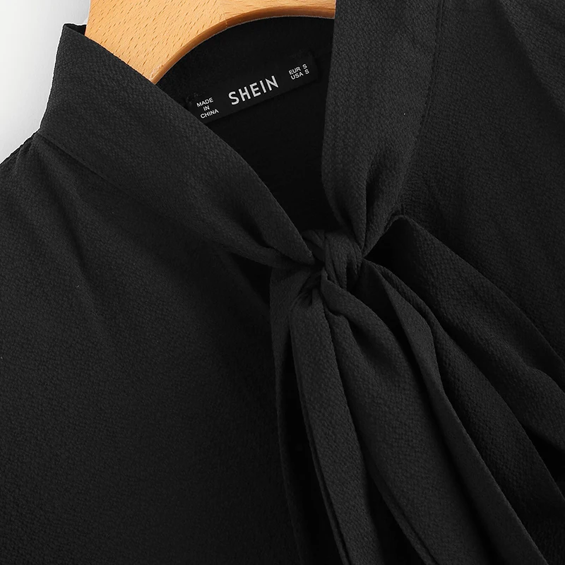 SHEIN горчичная элегантная Офисная Женская блузка с оборками на плечах и завязками на шее с цветочным принтом, летняя женская шифоновая блузка и блузки
