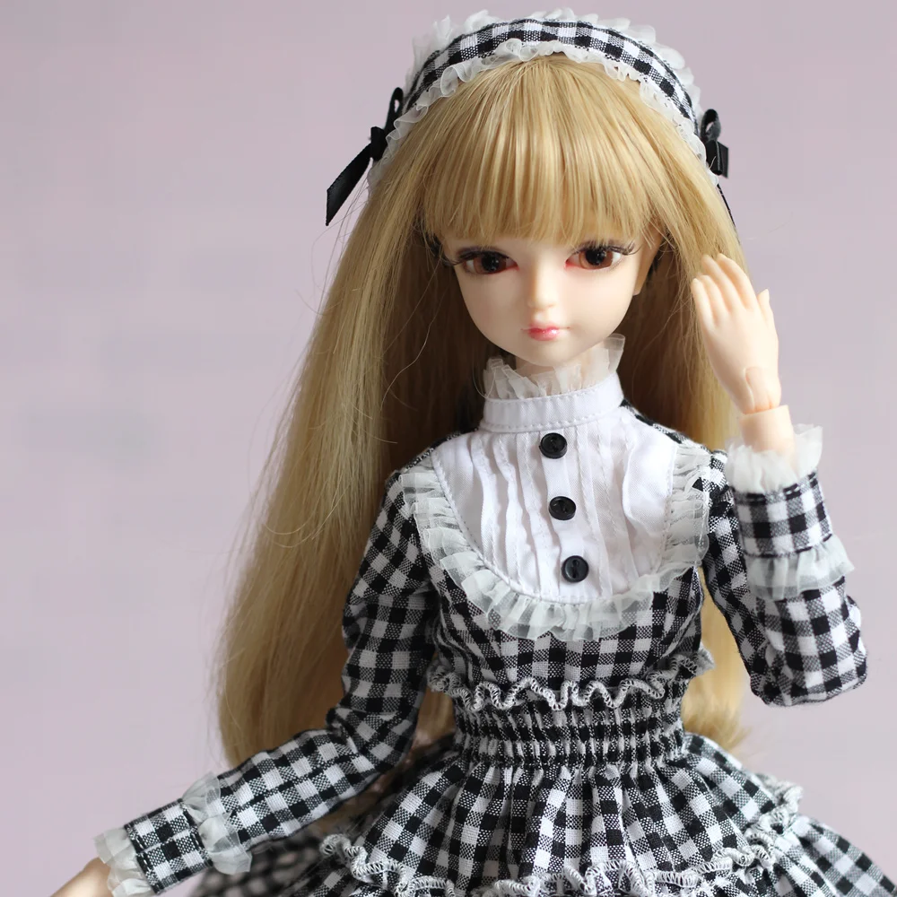Одежда для 1/4 BJD кукла 45 см наряд в сетку с принтом Белое и черное кружевное платье с соединением тела