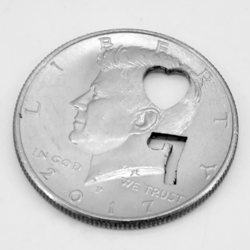 7 из сердец/3 квадратных половины доллара брендовая монета магические трюки