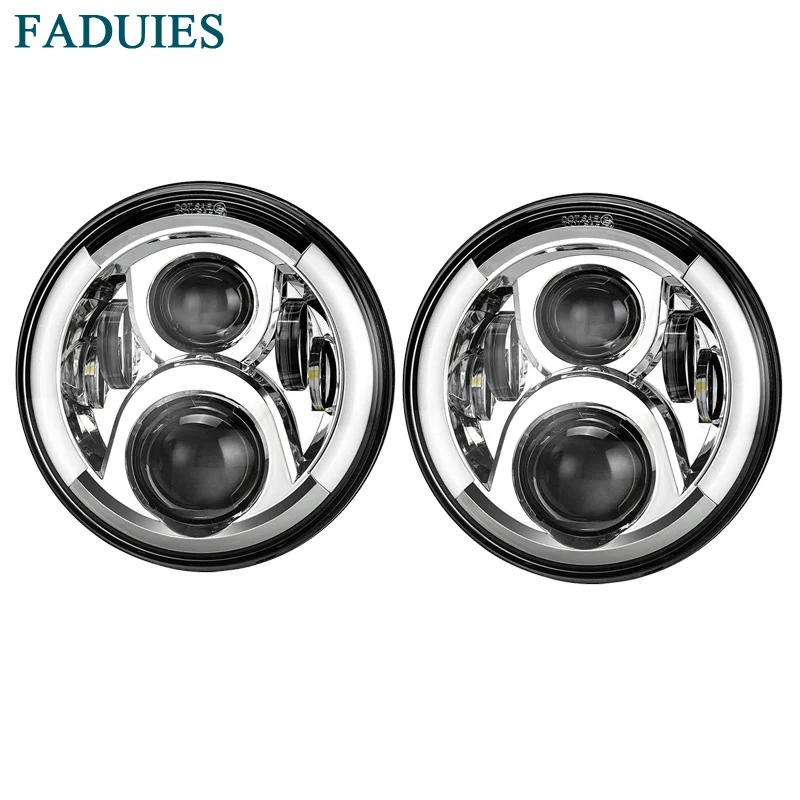 

FADUIES Chrome 7 Inch Round High/Low Beam LED Headlight For Jeep Wngler Hummer Land rover defender For Lada 4x4 urban Niva