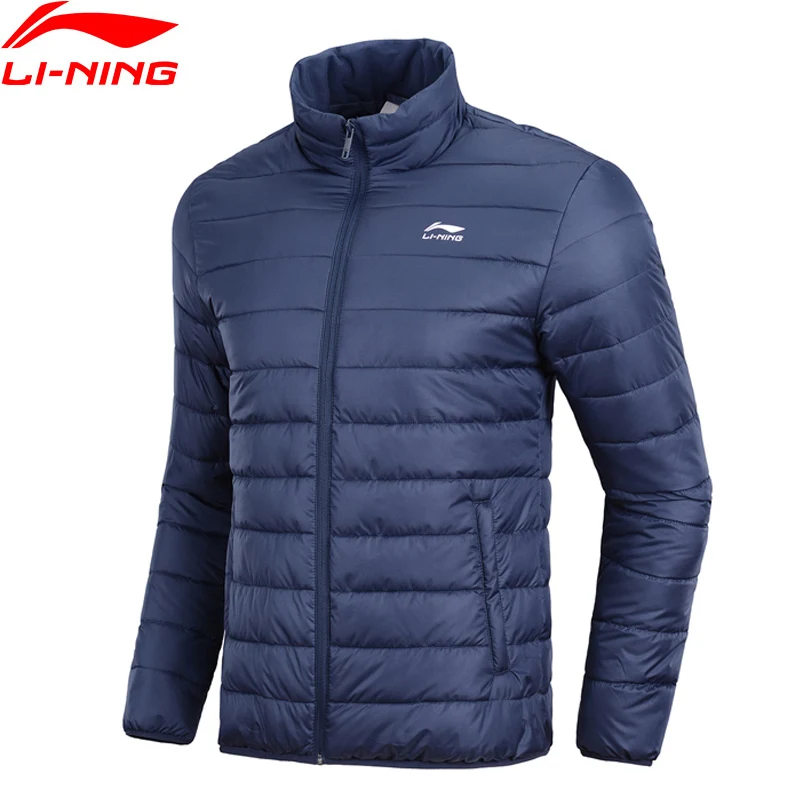 Li-Ning мужское Трендовое Спортивное Стеганое пальто, зимняя теплая спортивная куртка с подкладкой из полиэстера AJMN009 COND18