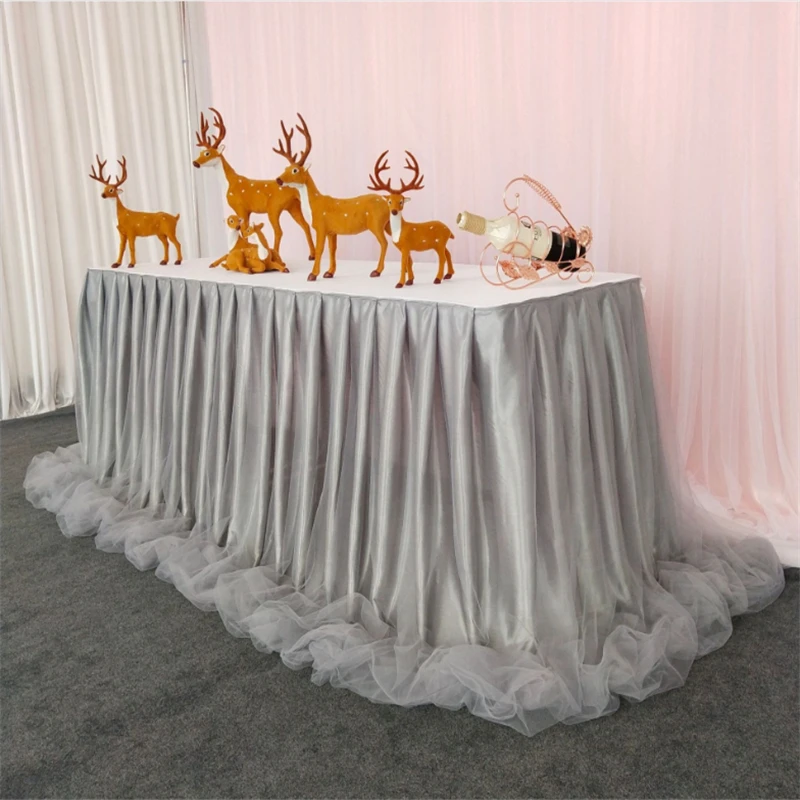 Свадебное украшение 1 м ледяной Шелковый стол юбка для Конференции окружность