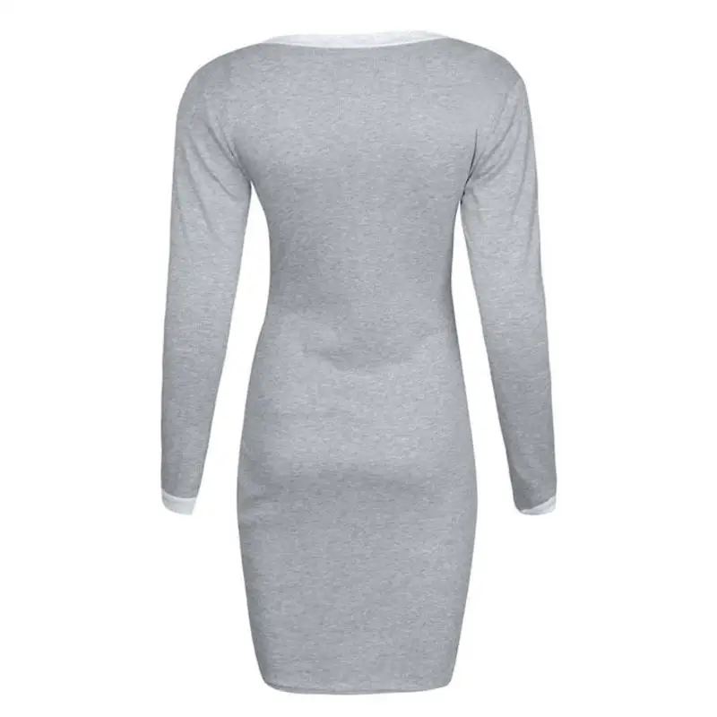 Для Женщин Осеннее платье повседневные с длинным рукавом v образным вырезом