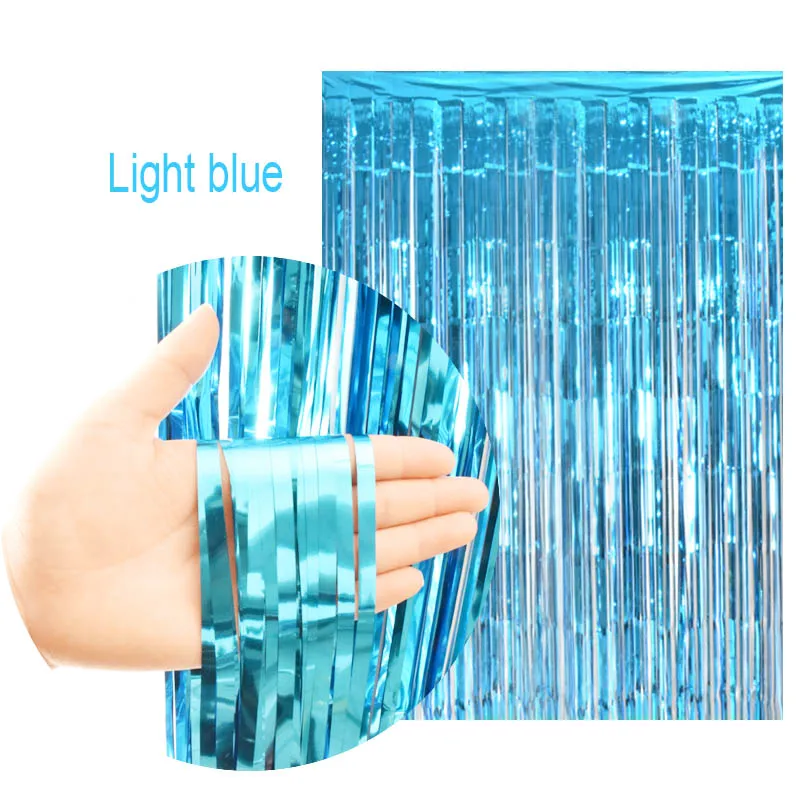Light blue 2 м Радужный фон шторы из фольги фон для фотосъемки принадлежности для дня рождения украшения для взрослых Рождественские украшения для дома - Цвет: Light blue