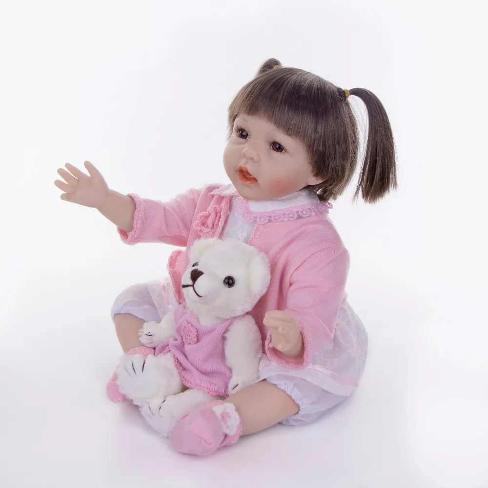 Силиконовая кукла bebes reborn с открытым ртом для маленькой девочки 47 см 100%