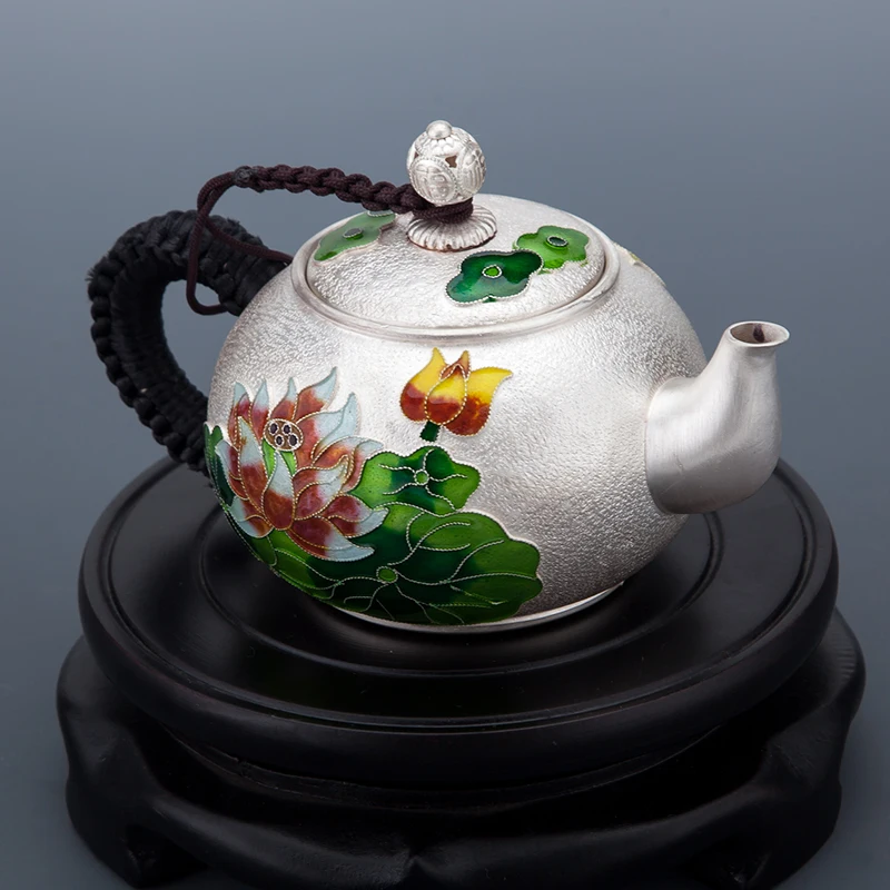Cloisonne Серебряная бутылка чистое серебро 999 Чистая ручная работа Teaware бытовой