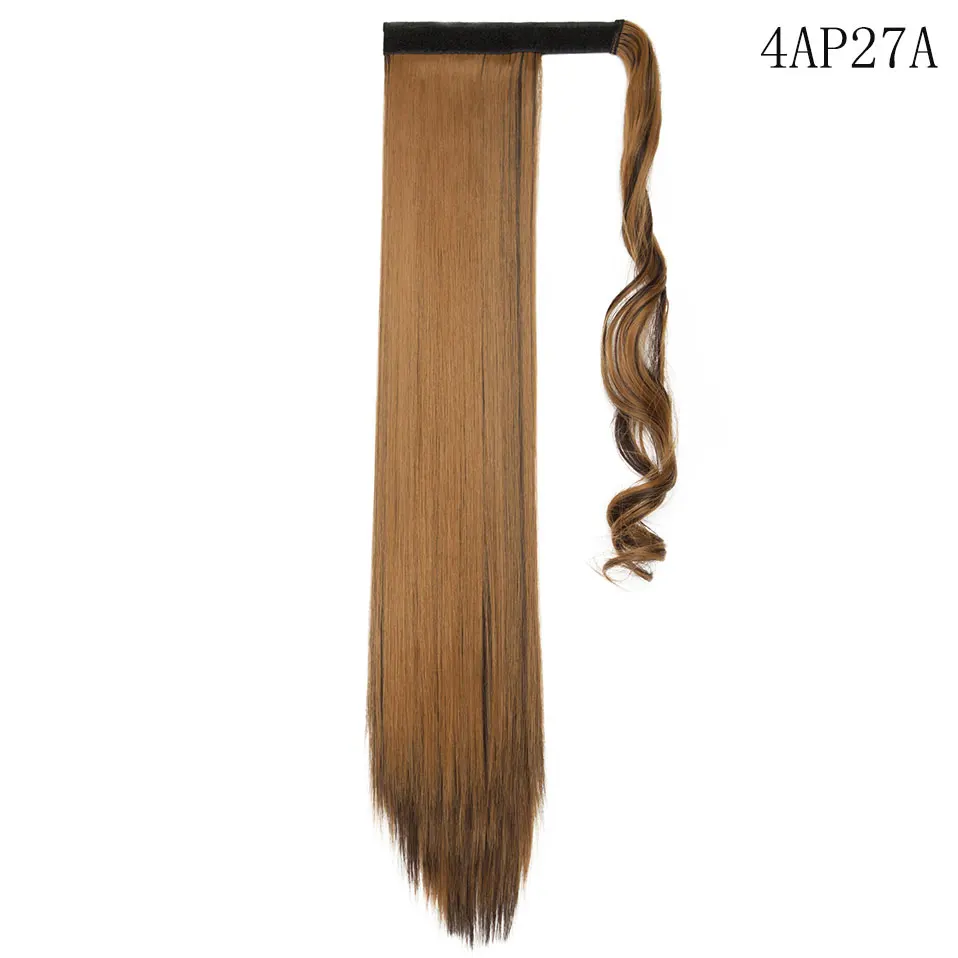 4AP27A SNOILITE 23 дюймов длинные прямые волосы, натуральный шиньон конский хвост из натуральных волос клип в конский хвост волосы для наращивания, Обёрточная бумага вокруг на синтетические волосы кусок - Цвет: 4AP27A