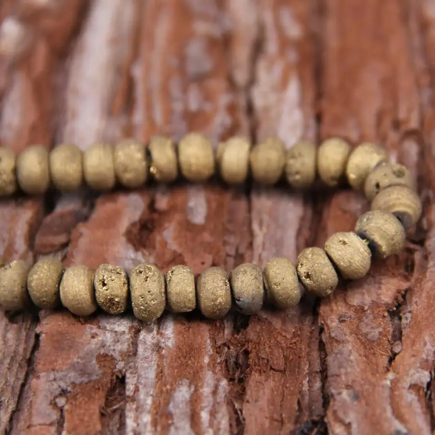 Полная прядь грубые мистические титановые золотистые бусинки ачаса очарование