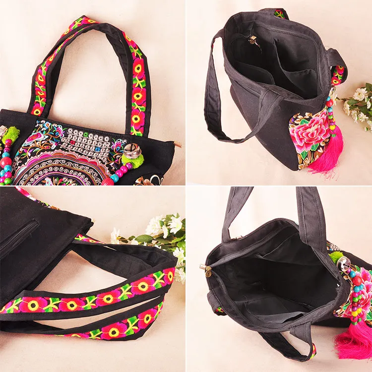 Модная повседневная сумка-тоут с этнической вышивкой! Красивая женская сумка на